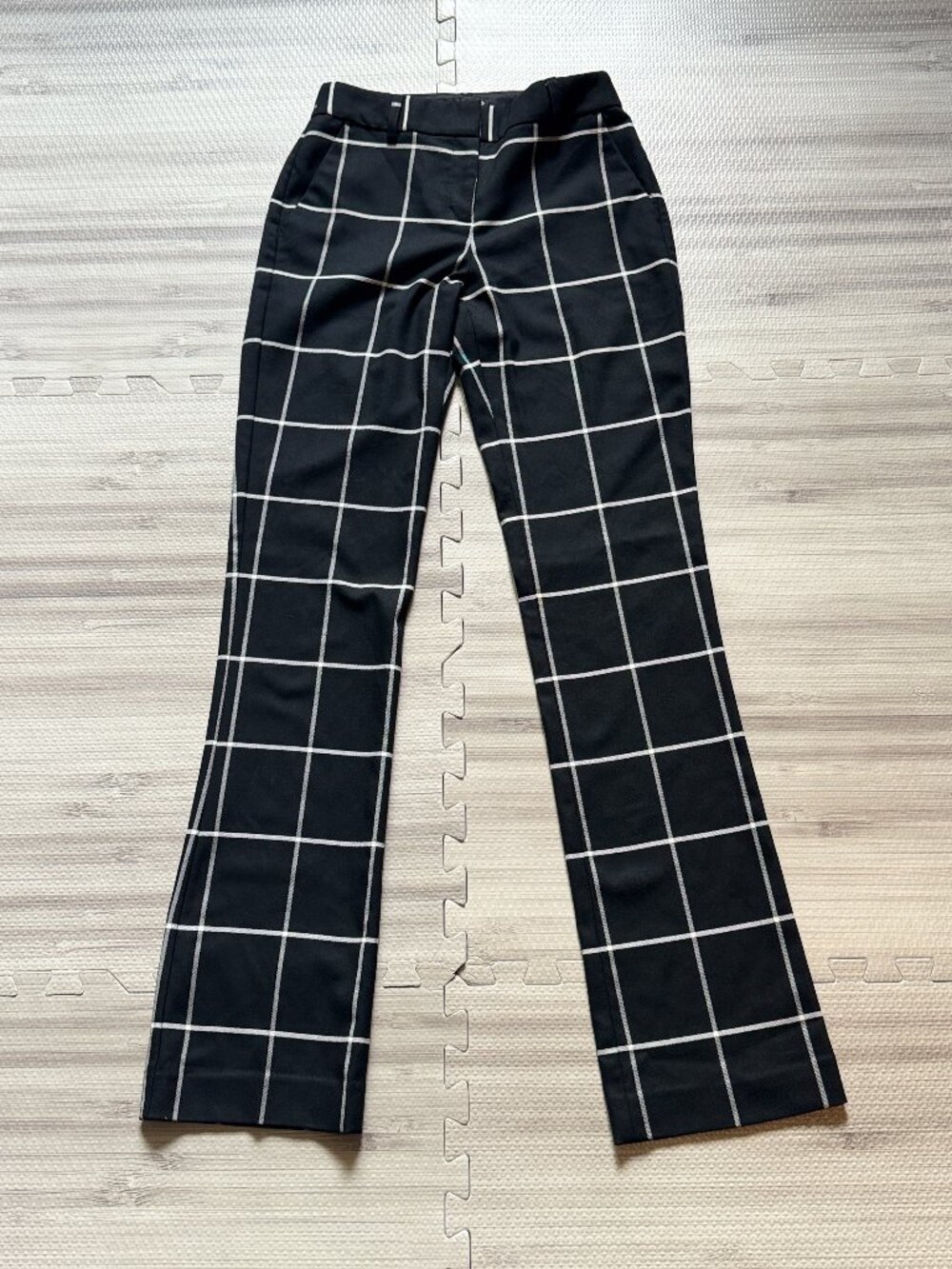 Express Women's Windowpane Columnist Barely Boot Mid Rise Pants